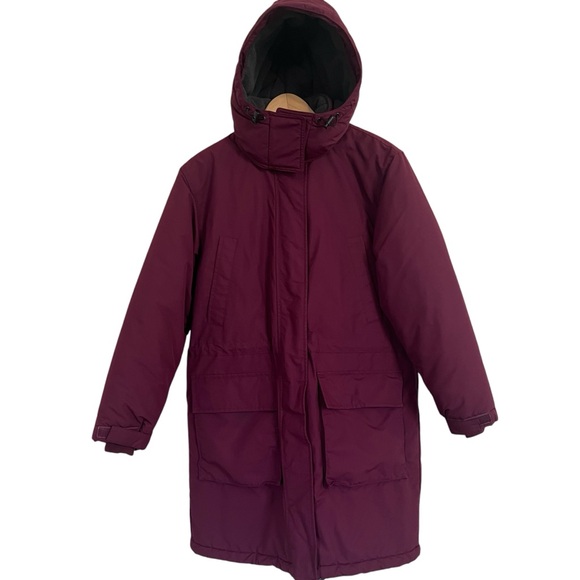 Lands End Jacket Size Small Pink Winter Polartec Hooded Mid Length Pockets - Picture 6 of 13